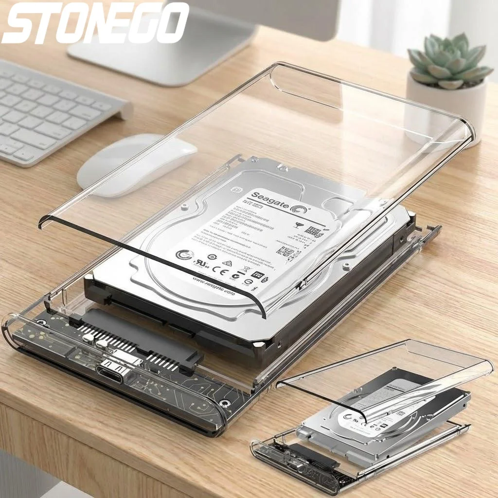 

Прозрачный корпус для USB 3.0/3.1/2.5 SATA SSD/HDD 7 мм/9.5 мм, без инструментов, совместим с Win/Mac/Linux