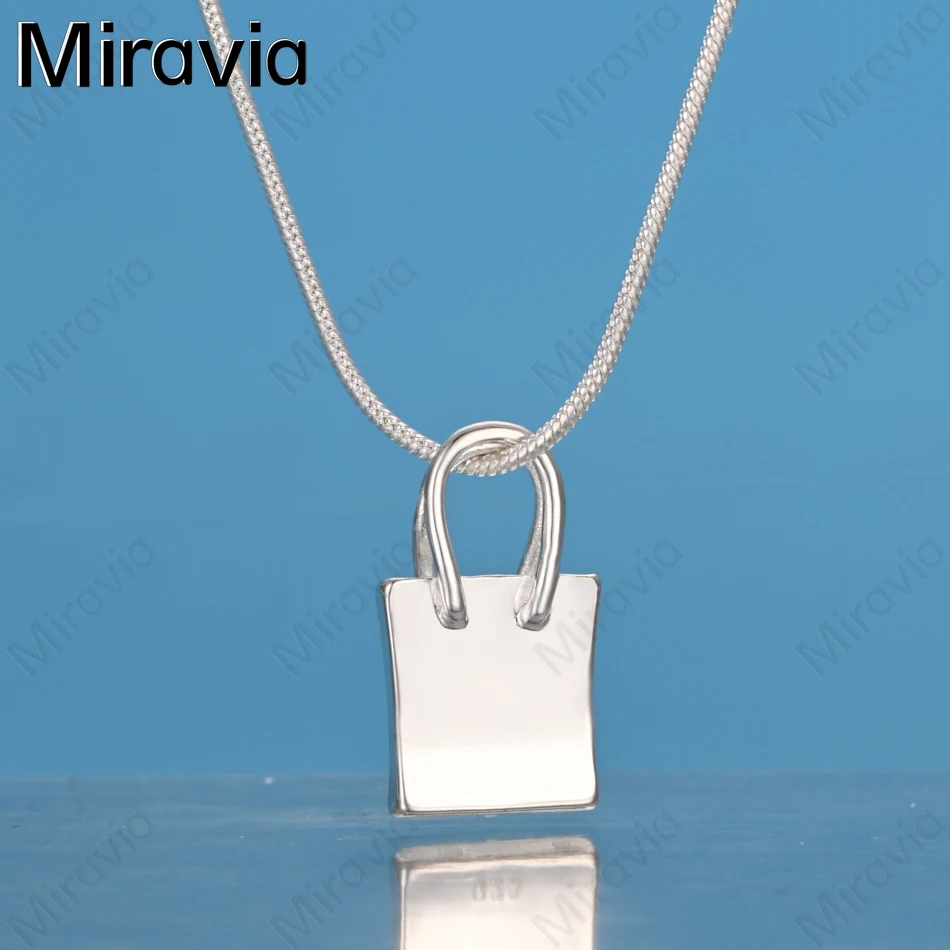 

Miravia 925 Sterling Silver Shopping Bag Pendant Necklace Daily Accessories Women'S Simple And Elegant Jewelry