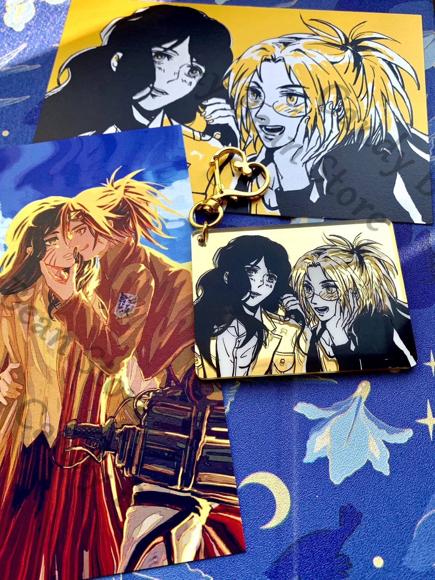 أنيمي هجوم على تيتان هانج زوي بيك فنجر تأثيري الذهب مرآة المفاتيح الكرتون كيرينغ قلادة حقيبة إكسسوارات جذابة هدية #5