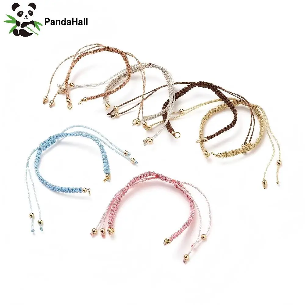 

PandaHall 15pcs Adjustable Braided Polyester Cord Bracelet Kit Multi-Color with Jump Rings & Brass Beads for DIY Jewelry Making