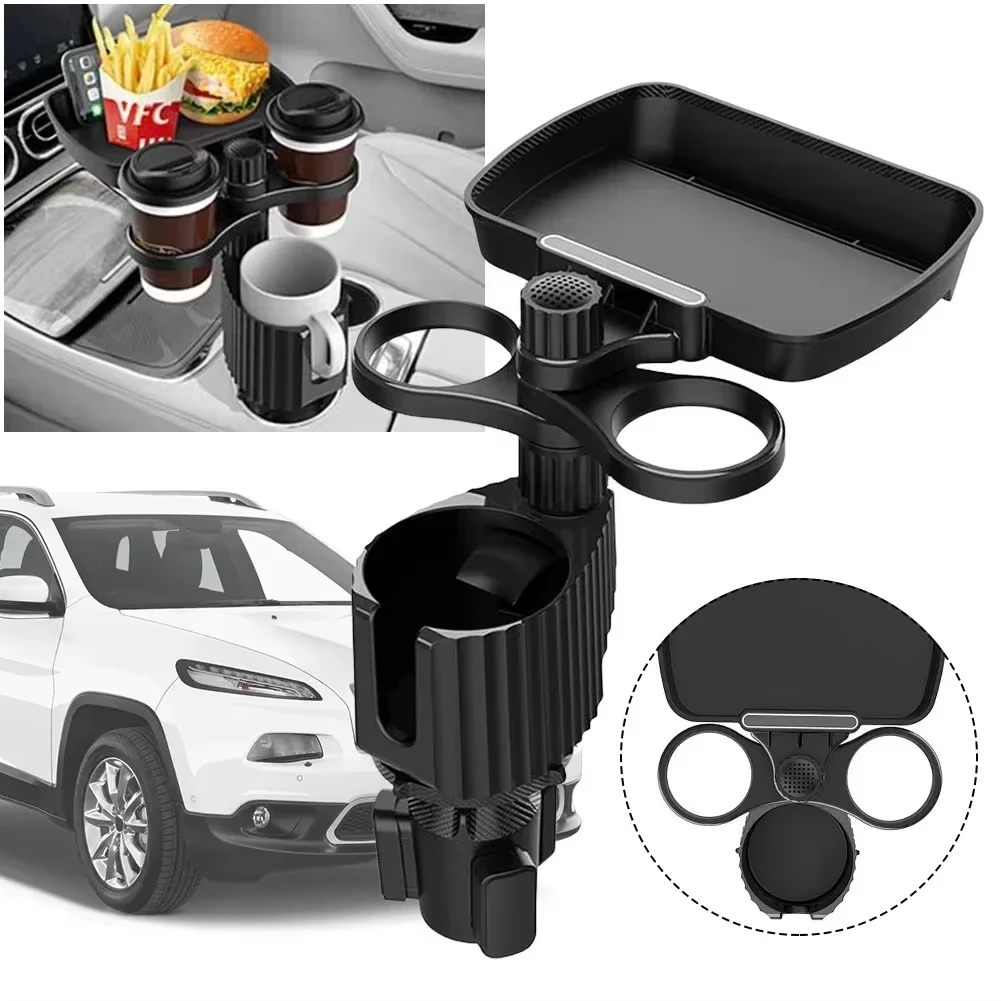 

New 360 Degree Drink Holder Rotation Car Tray for Eating with Adjustable Base Food Table Expander Universal for all Vehicles