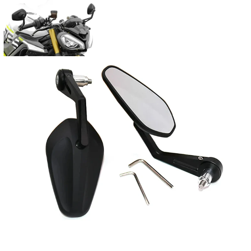 Espelho retrovisor para guidão de motocicleta, alça de reversão, extremidades da barra, espelhos laterais para triumph street triplo 765 r s rs 675 r rx 660s