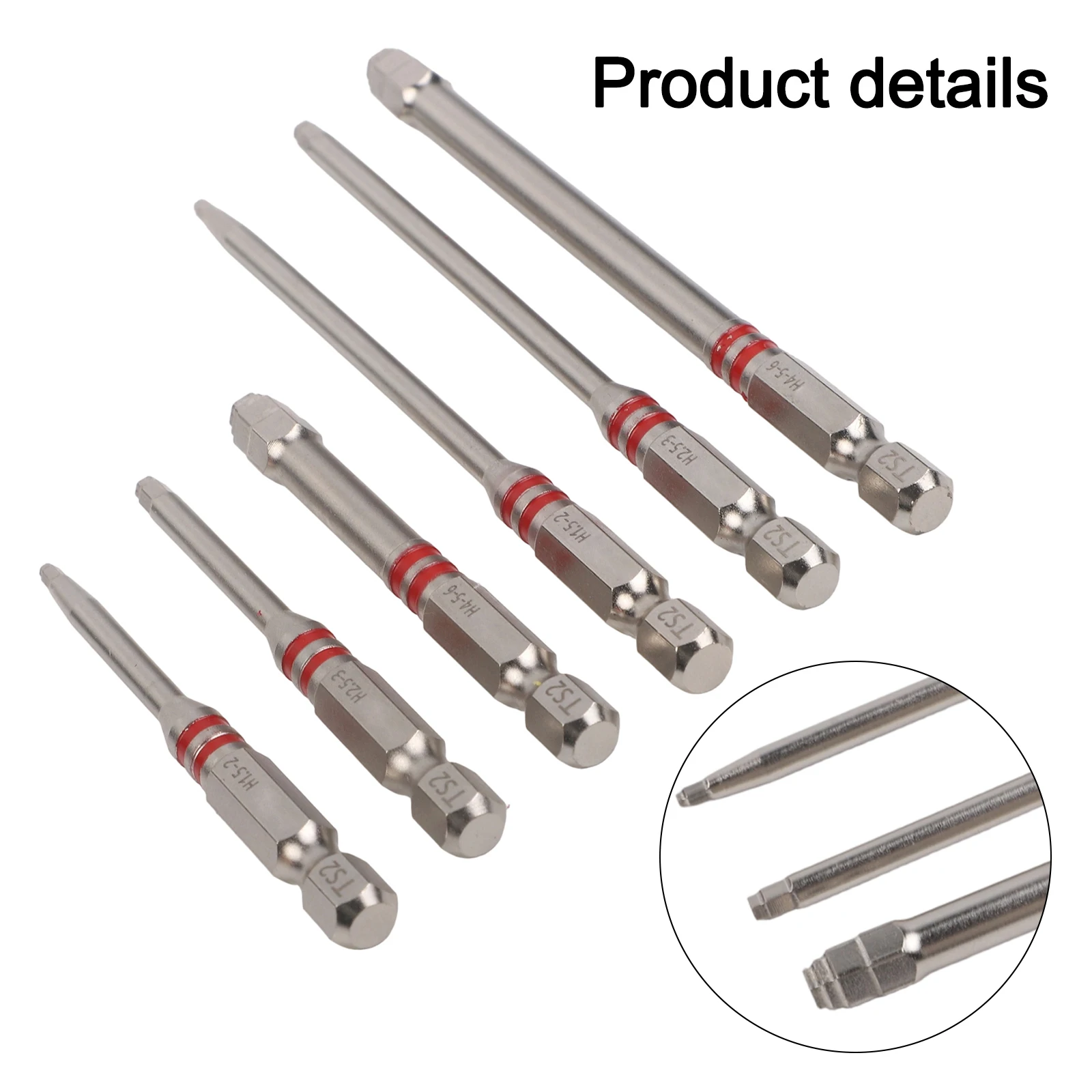 6pcs S2 Steel Electric Screwdriver Bits 1/4 Hex Shank Set Pagoda-Shaped Design Magnetic Multi-Size for Drills and Allen Wrench
