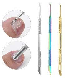 Double-Headed Nail Pusher Stainless Steel Cuticle Remover Exfoliation Prep Tool Clean Dead Skin Circle Bevel Shovel Manicure Pen