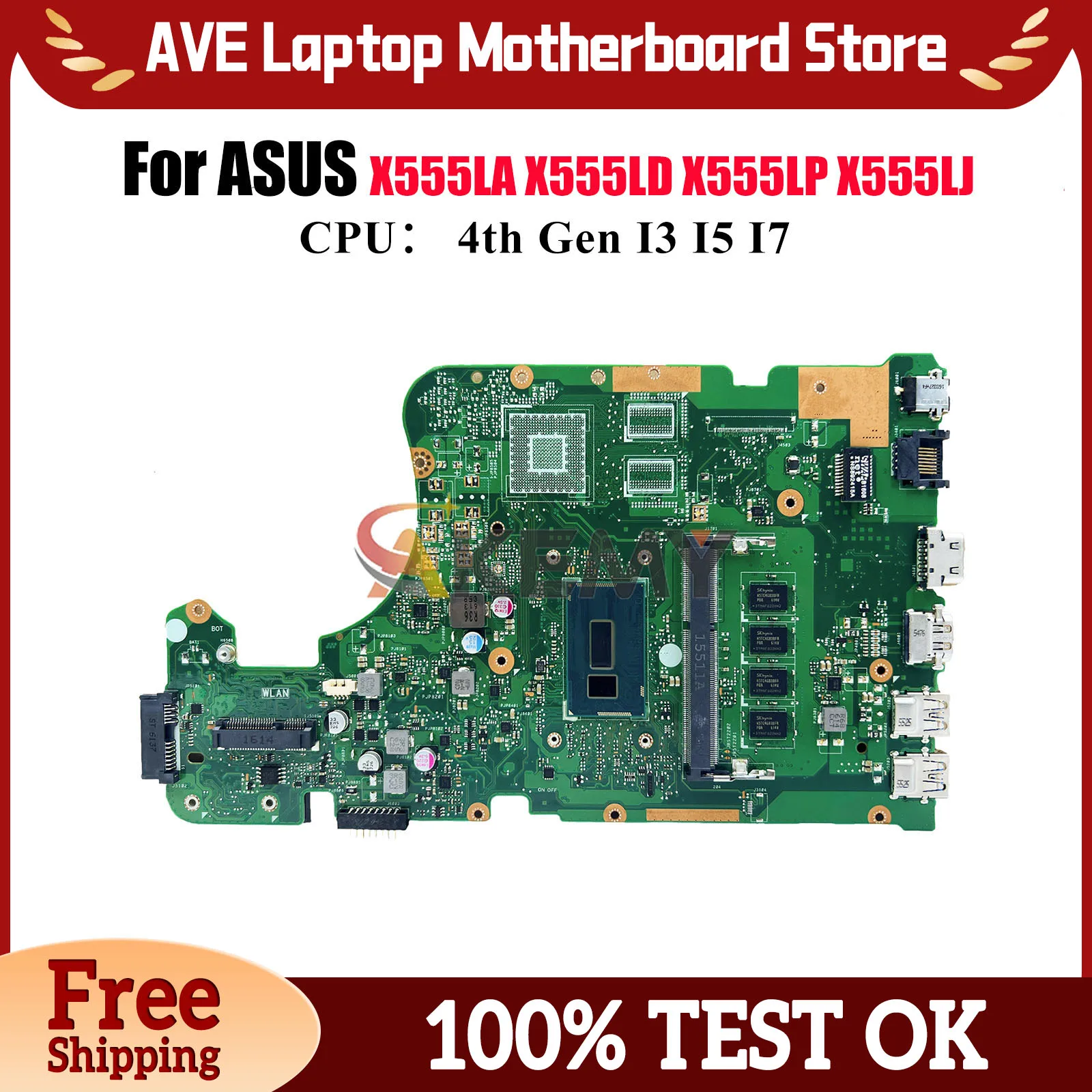 

X555LA Материнская плата для ноутбука ASUS X555LD FL5800L FL5600L R557L R556L X555LP DX992L W519L VM590L VM510L Материнская плата I3 I5 I7 CPU