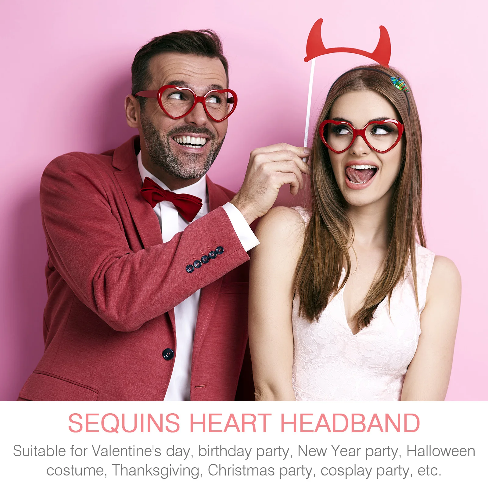 

6Pcs HeartShapedHeadb s SequinsDecorated ValentineAccessories LightweightComfortable RomanticAtmosphere Hairb ValentineDay