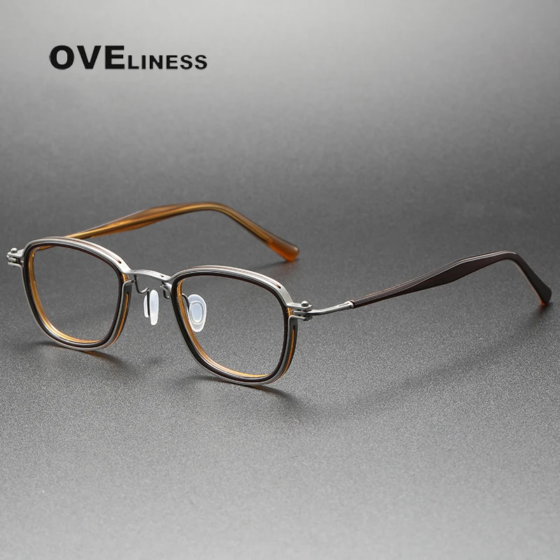 Acetate Titanium Myopia Glasses Frame Men Vintage Square Prescription Optical Eyeglasses Frame Women Retro Luxury Brand Eyewear