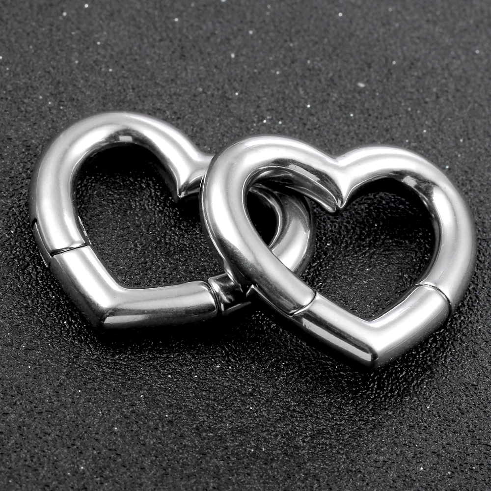 Twolobes 2PCS Heart 316 Stainless Steel Gauges Tunnels For Stretched Lobe Ear Weights Hangers Piercing Body Jewelry