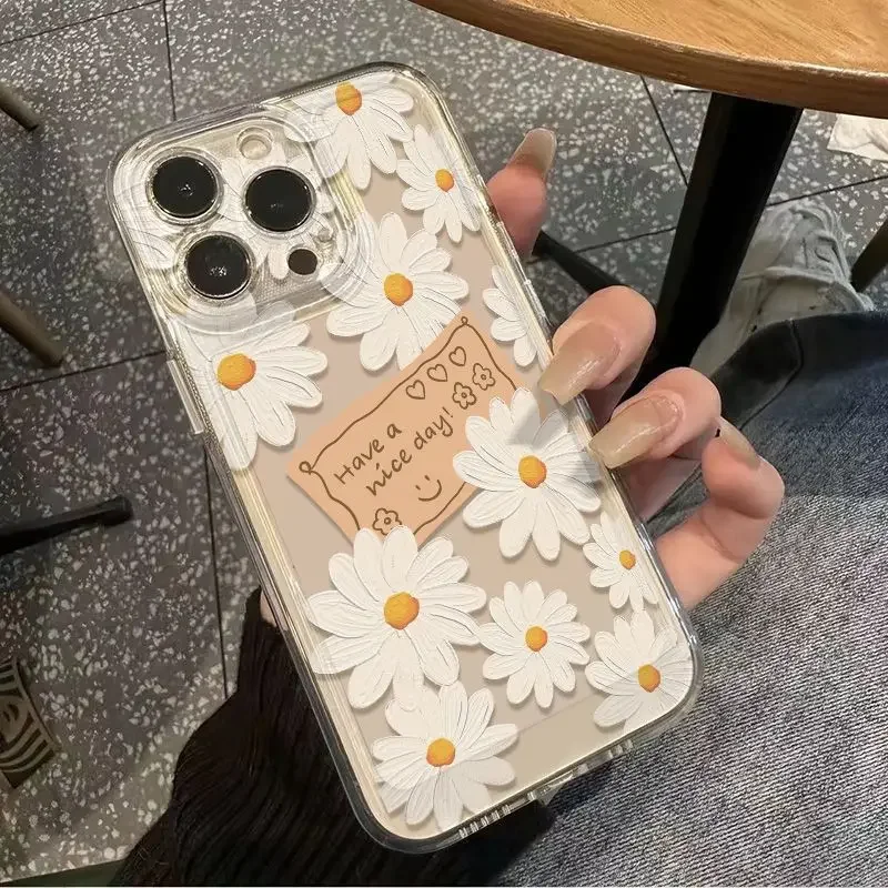 Phone Case for Realme C67 C63 C53 C55 C65 C33 C30 C35 C51 C21Y C25Y 9 10 12 Pro Plus 8 5G OPPO A79 5G Cover Clear Daisy Flowers