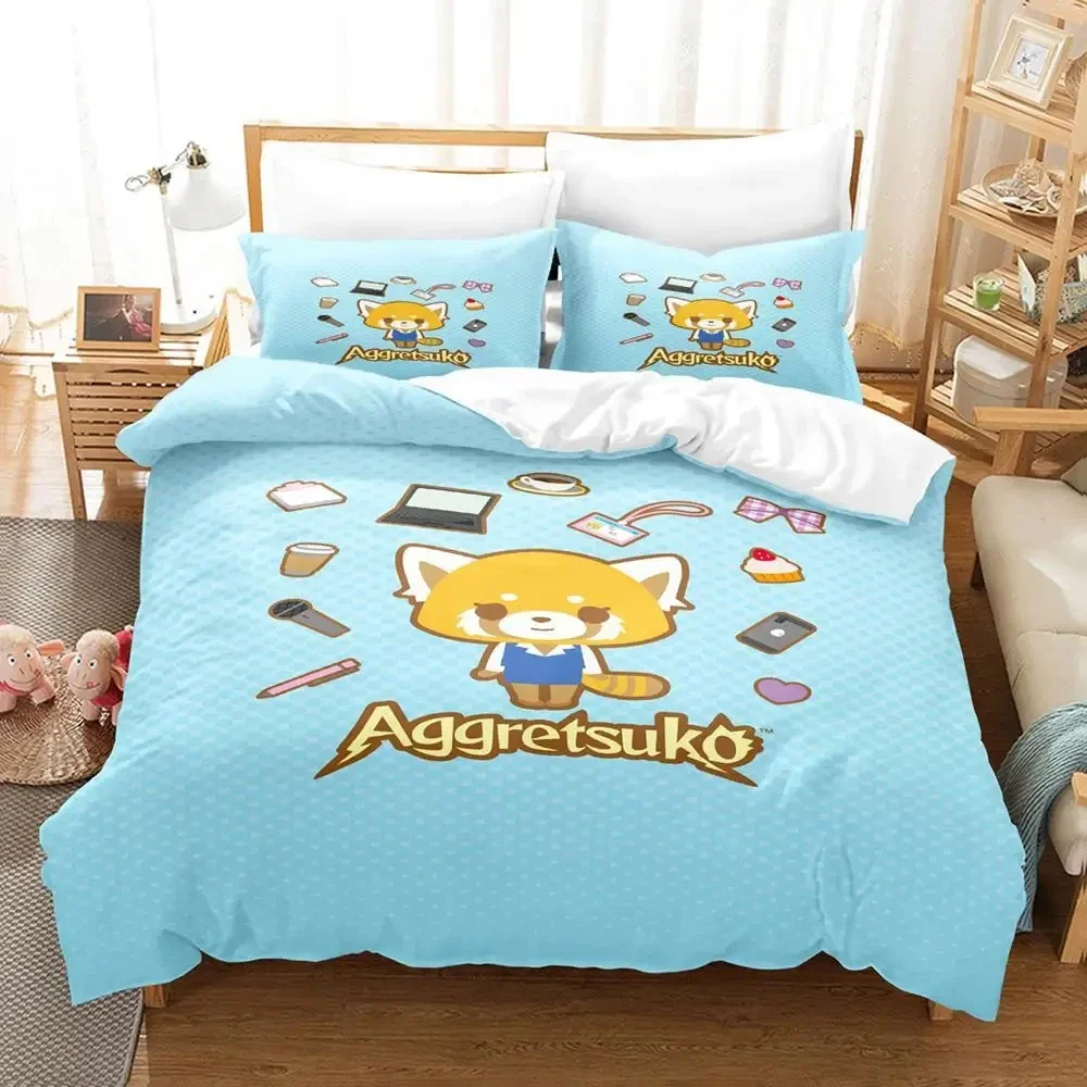 3D Print Cartoons Aggretsuko Bedding Set Duvet Cover Bed Set Quilt Cover Pillowcase Comforter King Queen Size Boys Adult Bedding
