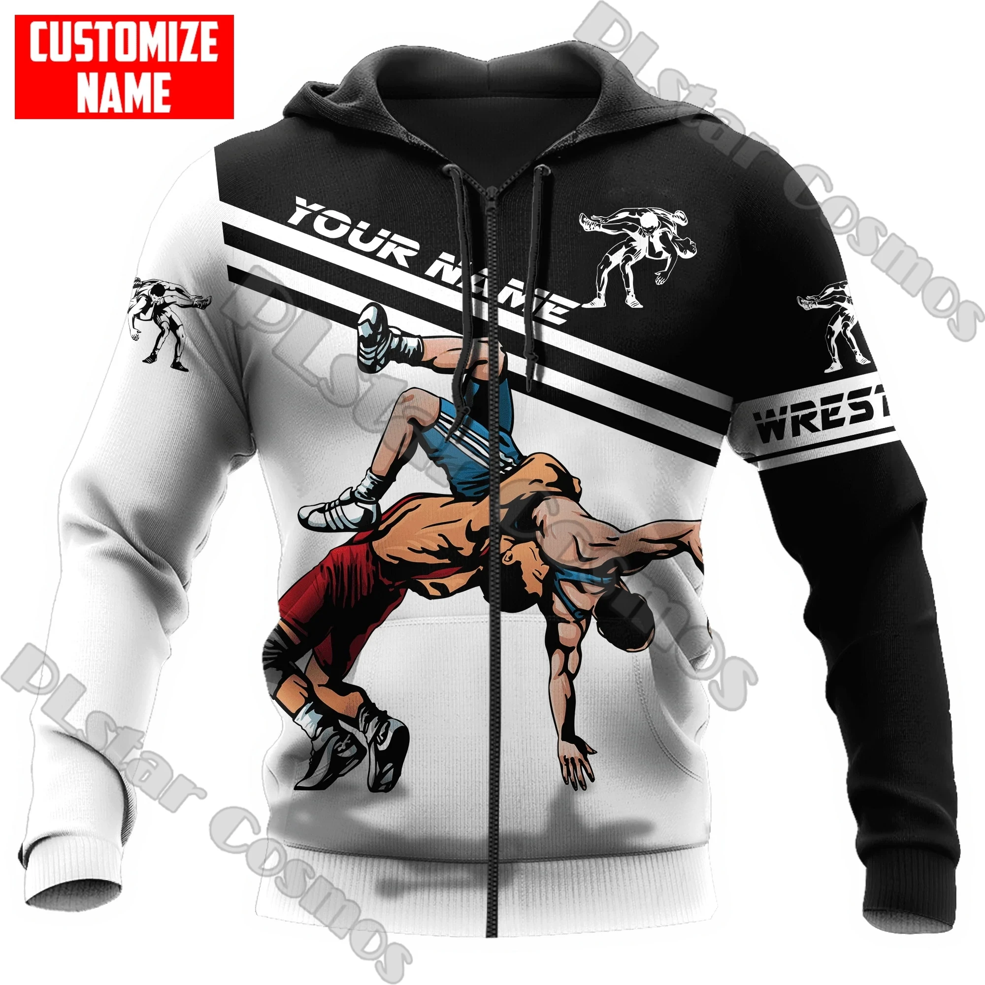 Customized Name Wrestling player 3D Printed Fashion Men's hoodies Unisex Casual zipper pullover Gift For Wrestling Lovers TDD165
