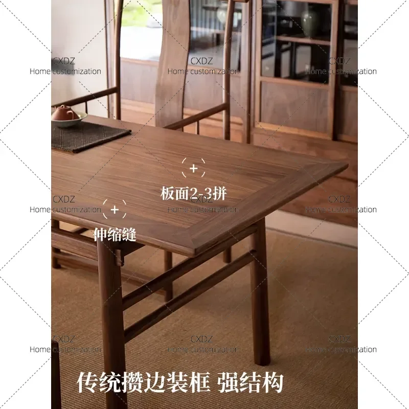 Song Dynasty Aesthetic Tea Table and Chair Set Black Walnut Solid Wood Chinese Simple Zen Style for Tea Room Furniture