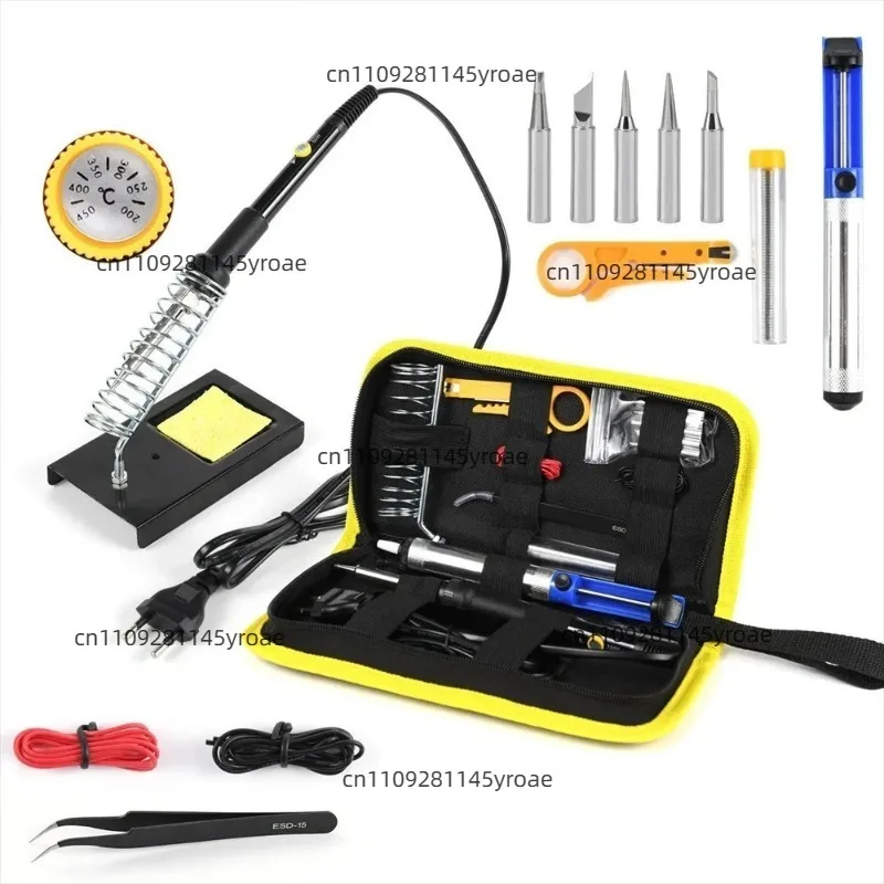 15‑Pieces 220V 60W Adjustable 450°C Soldering Tool Kit With Solder Sucker Tin Wire EU Plug Hardware Component
