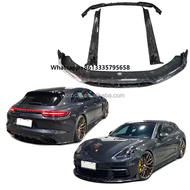 

For Panamera Forged Carbon Fiber Front Rear Bumper Lip Diffuser Side Skirts for Car Porsche Panamera 971 Sport Turismo Body Kit