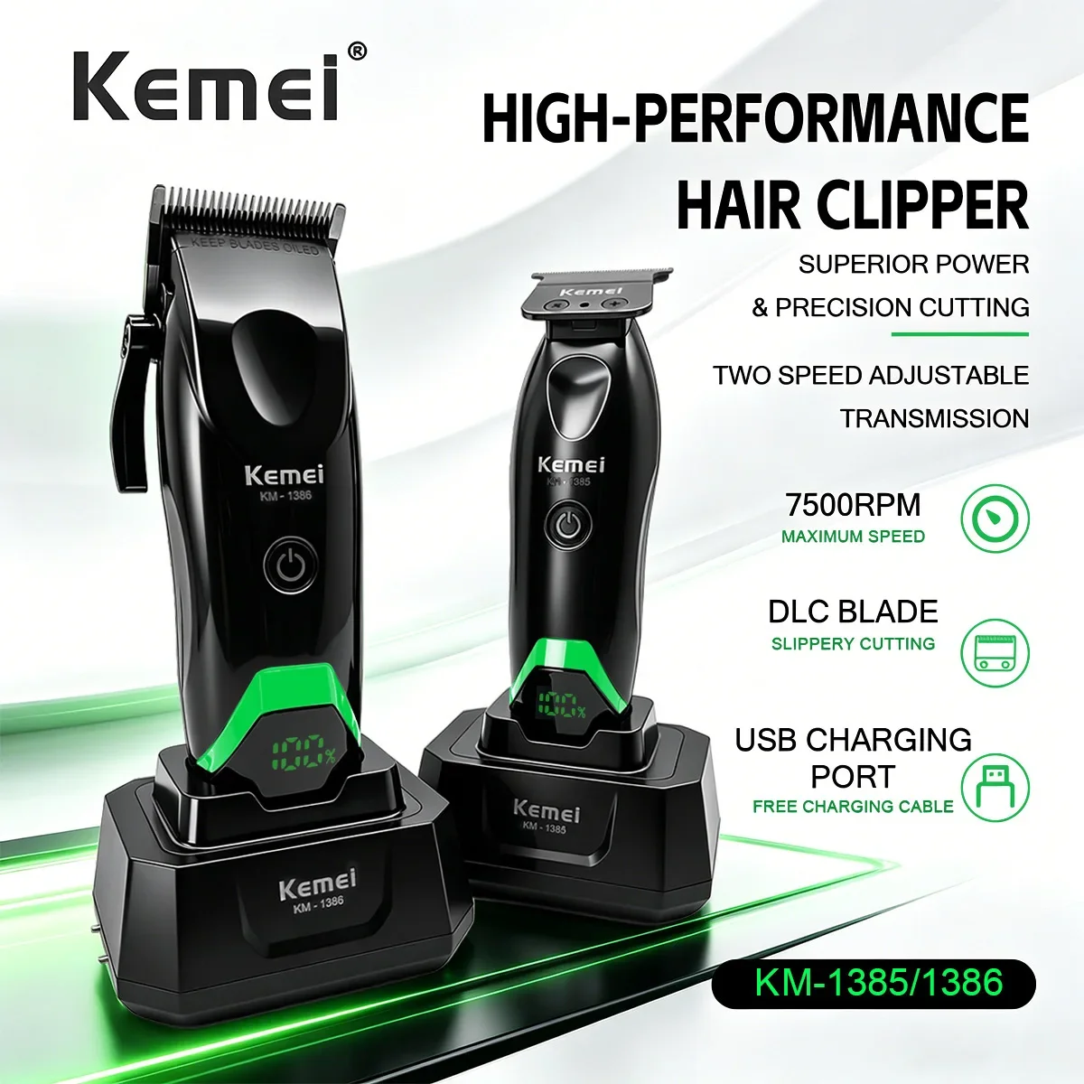 kemei-clippers-プロフェッショナルバリカン-led-ディスプレイヘアトリマーヘアケア器具男性用調節可能なバリカン-km-1385-km-1386