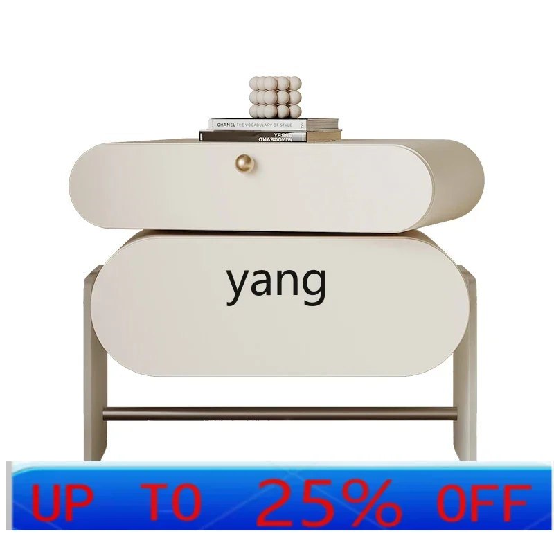 

CX wabi sandy wind solid wood bedside table master bedroom rotating bedside designer storage cabinet