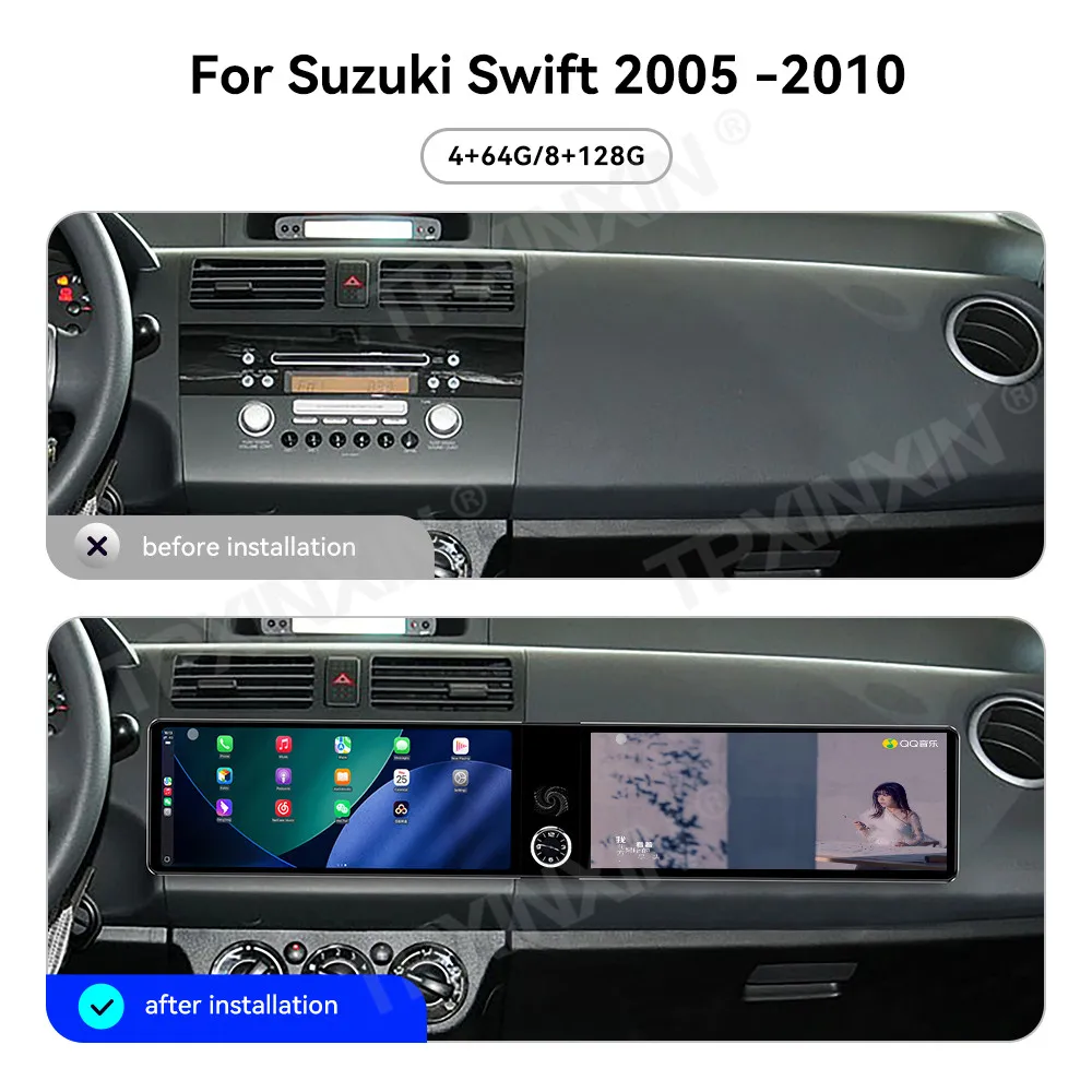 

Car Radio CarPlay HD Screen For Suzuki Swift 2005-2010 Dual 12.3 Inch Android 13 GPS Navigation Multimedia Player Head Unit Auto