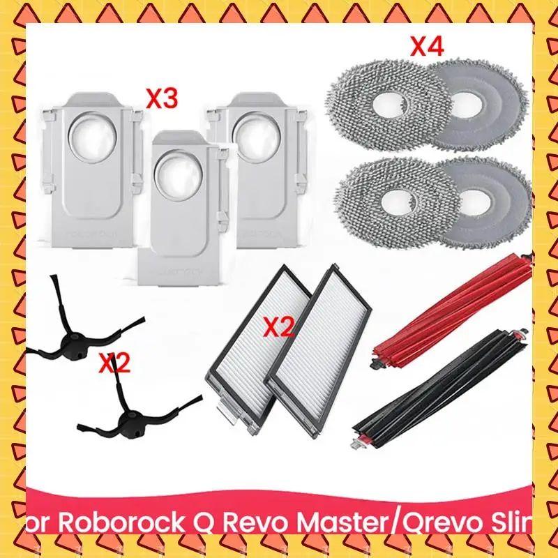 

A008 13PCS Brush Filter Dust Bag And Mop Cloth Kit For Roborock Qrevo Master Qrevo Slim Vacuum Cleaner Replacement Parts