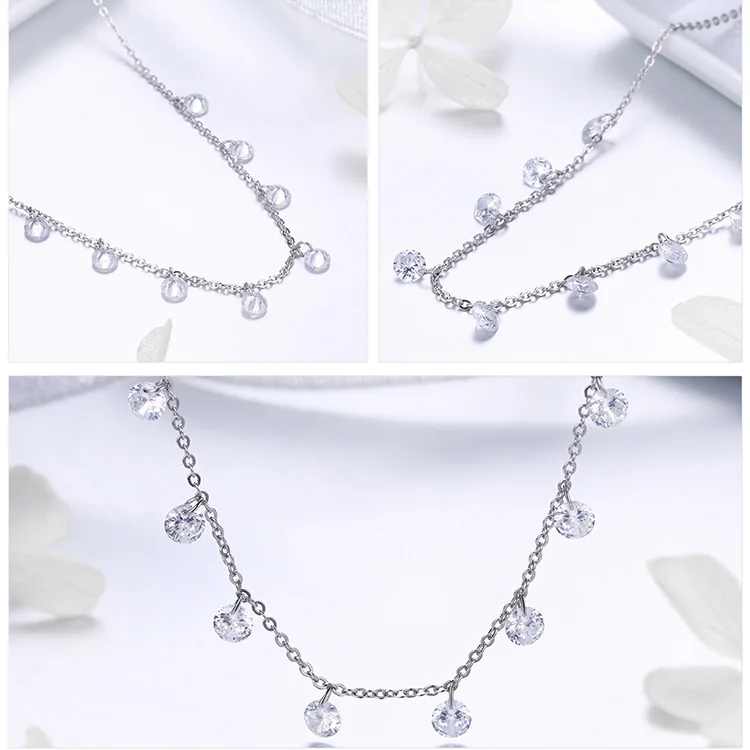 necklace 925 sterling silver, Dazzling Cubic Zircon Round Circle CZ Pendant gold plated 925 Sterling Silver Necklaces for women