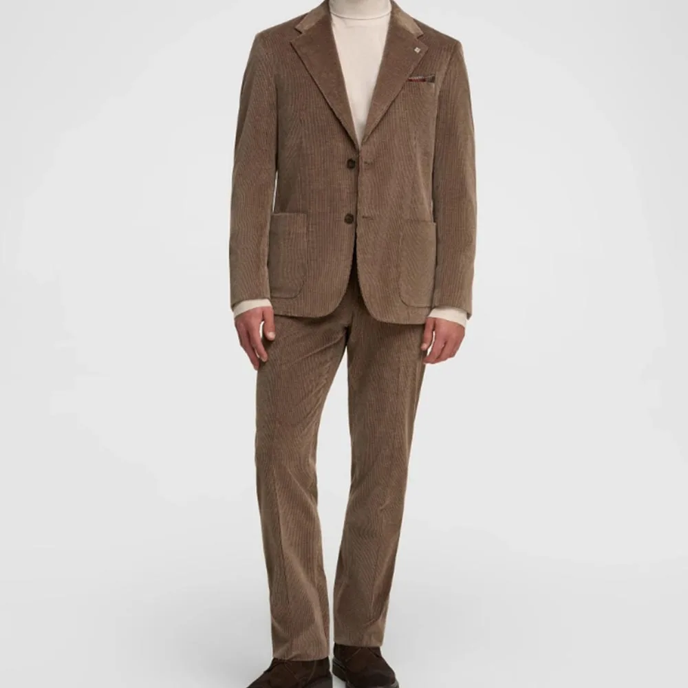 

Men's Corduroy Suit Two Piece Set Single Breasted Slim Fit Comfortable Stylish Casual Elegant Blazer Pants Set Business Formal W