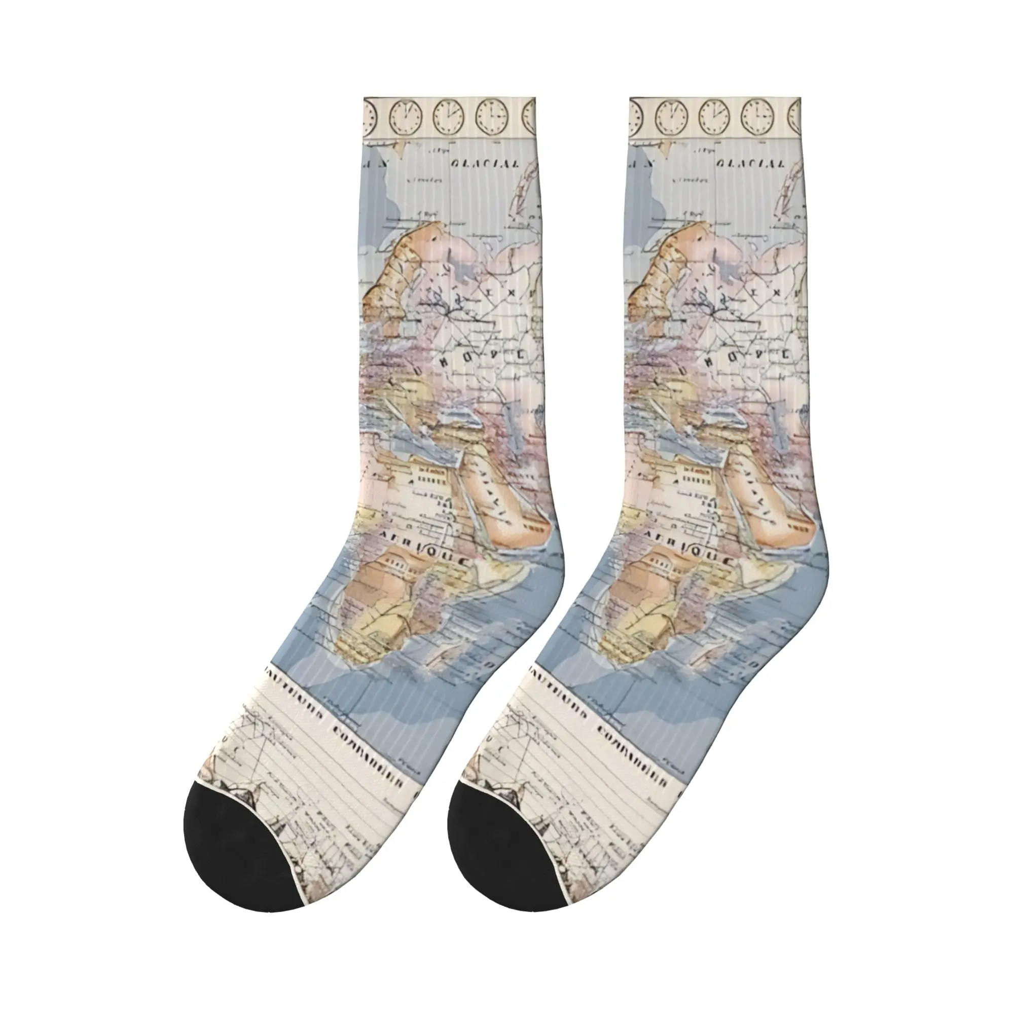 

Vintage Map of The World Socks Custom Stockings Non Skid Men Socks Comfortable Winter Fashion Outdoor Sports Socks