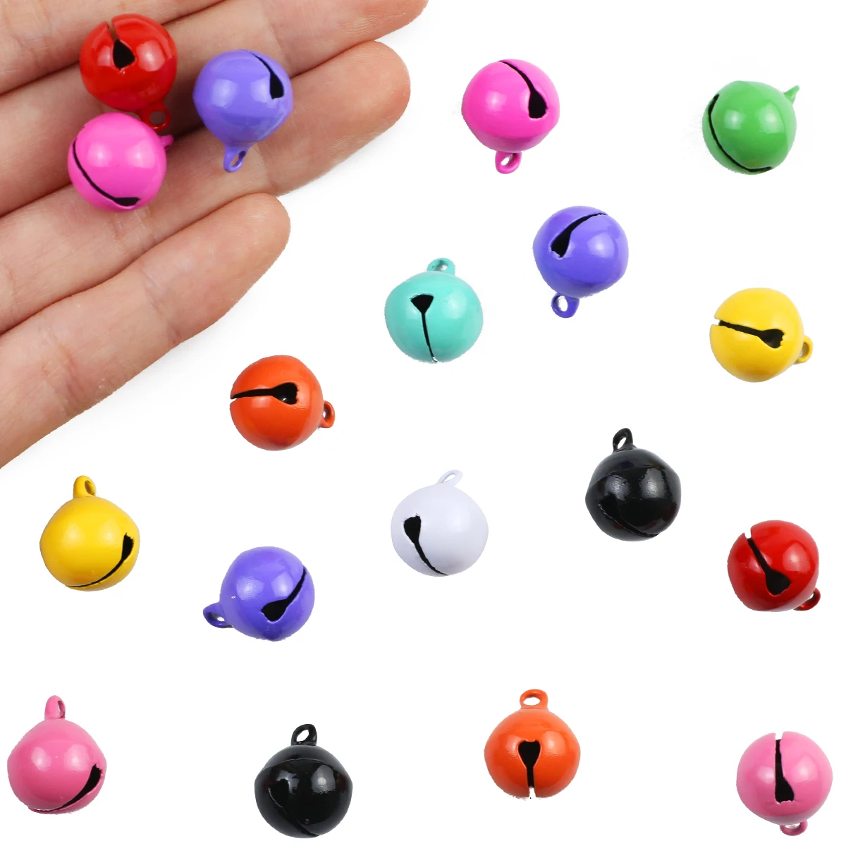 14MM 5~20Pcs Colourful Lacquer Christmas Bells Pendant Keychain Tag Connector Suitable For Jewelry Bracelet Accessories DIY