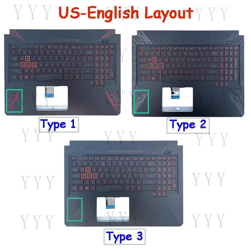 Y+    Palmrest w/Backlit Keyboard for Asus FX80 FX80GE FZ80G FX86 FX86S FX504
