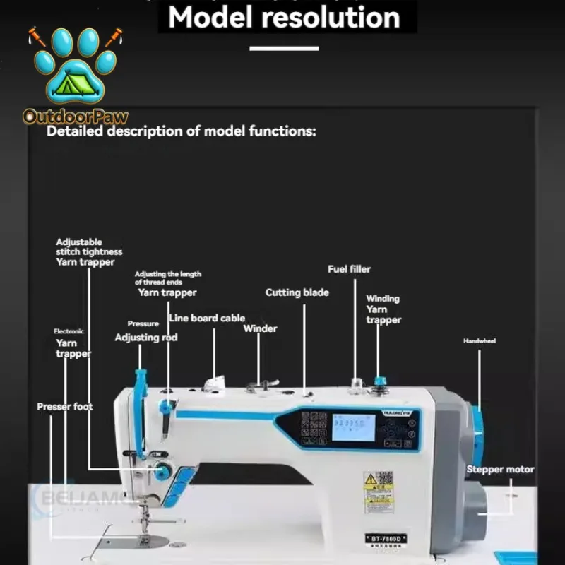 Fully automatic multi-function computer direct drive sewing machine for household and industrial use