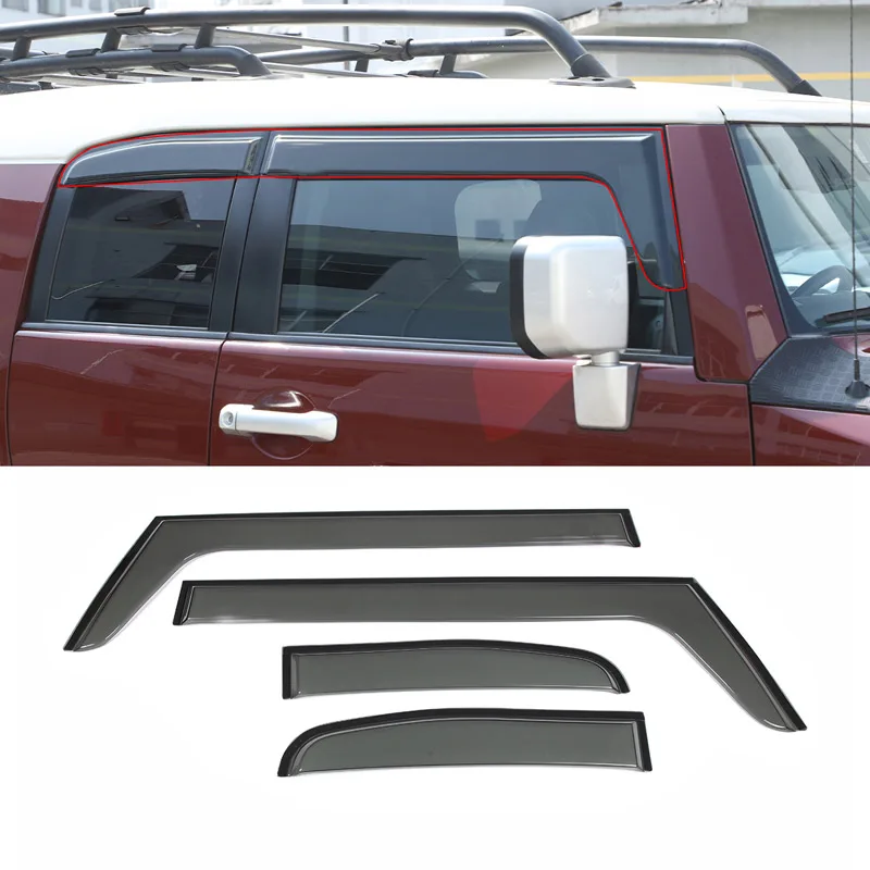 

For Toyota FJ Cruiser 2007-2021 ABS Exterior Visor Vent Shades Window Sun Rain Guard Deflector Car Accessories 4-pcs