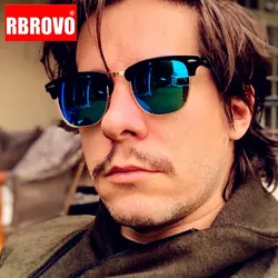 RBROVO 2023 Semi-Rimless Retro Sunglasses Men Luxury Brand Glasses for Women/Men Classic Glasses Men Lunette Soleil Femme Uv400