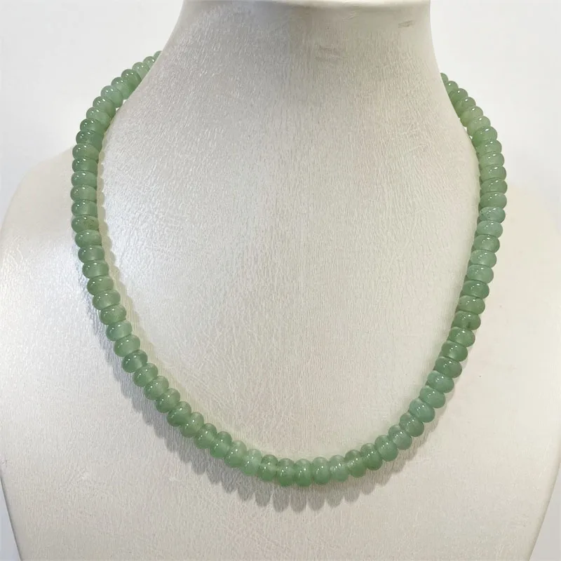

Овальное ожерелье из зеленого нефрита 5*8 мм, натуральный камень, винтажное классическое украшение, цепочка из бусин авантюрина, подарок для женщины