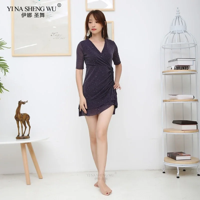 

Женский костюм для танца живота, цельное платье, сексуальный наряд с v-образным вырезом, юбка для восточных танцев, короткий рукав с трусами