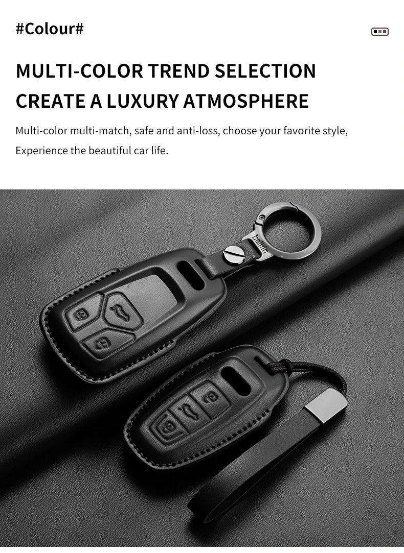 Auto Schlüssel Shell Fob Für Audi A4 A4L A5 Q5 Q7 TT TTS 8S B9 2016 2017 2018 Leder auto Fernbedienung Schlüssel Fall Abdeckung Schlüsselbund Zubehör – Detail 10