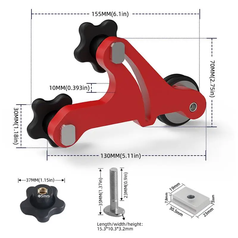 Chargeur à rouleaux à roulement pour table de travail de calcul, roue de pression de scie, alliage d'infraction d'outil, chargeur unidirectionnel pour pièces de scie à table, 1 paire