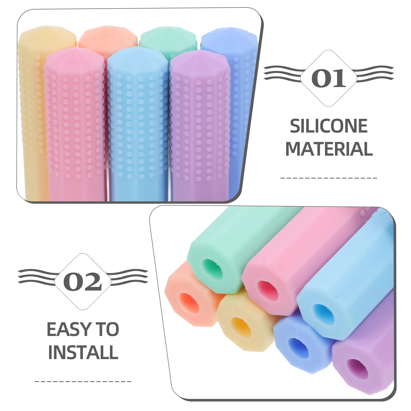 8 Pcs Chewing Brick Tool for Student Silicone Pen Case Pencil Pattern Cap Sensory Kids Child