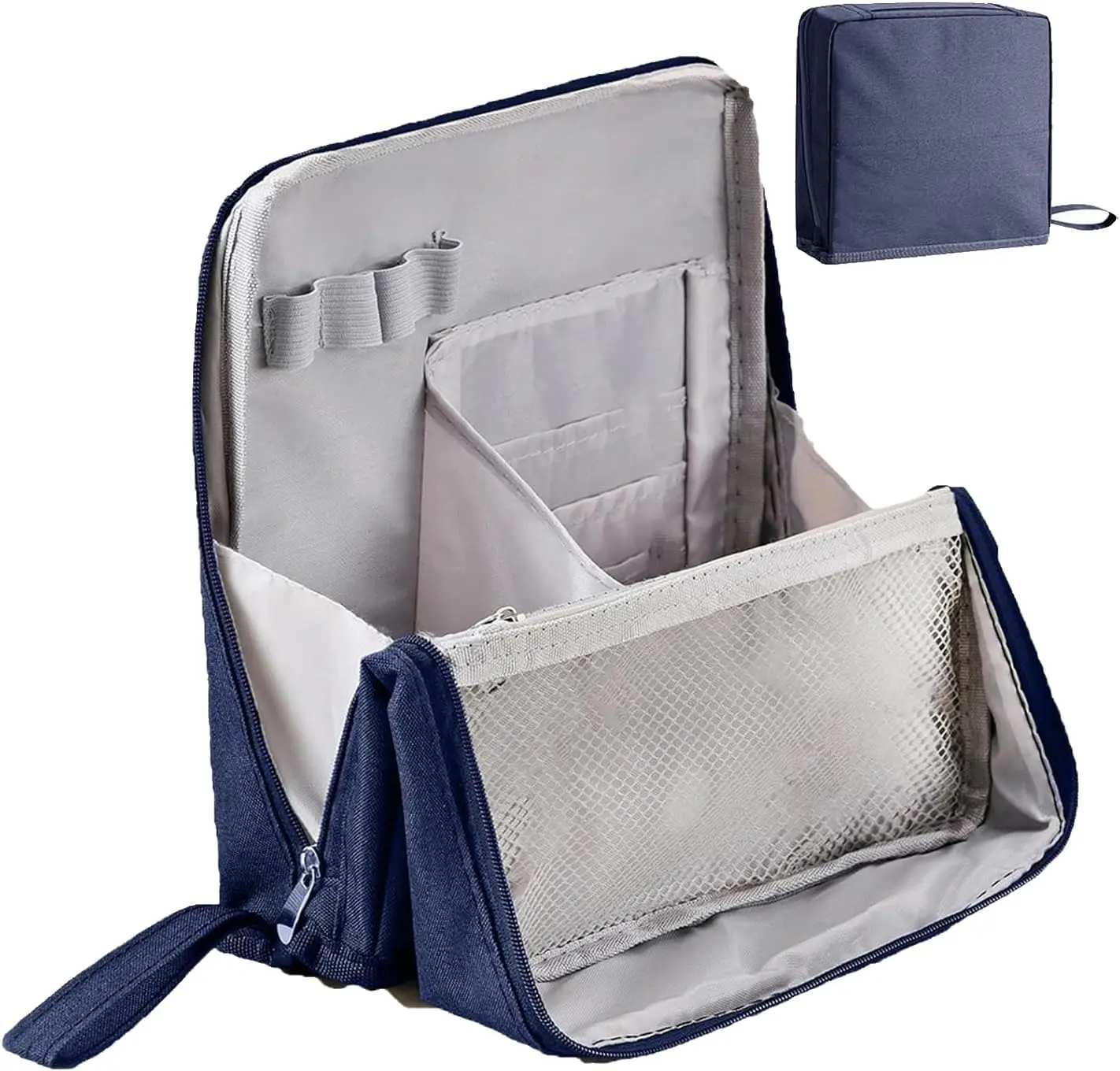 

Vertical cosmetic bag - portable, large capacity, multi-purpose vertical toiletry bag with compartments, stationery storage bag