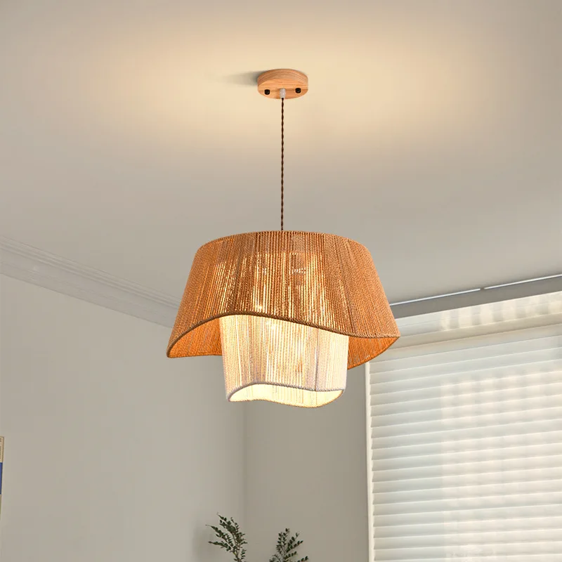 

Bedroom lamp Modern simple room Cream wind fabric study dining room lamp Nordic master bedroom Living room chandelier