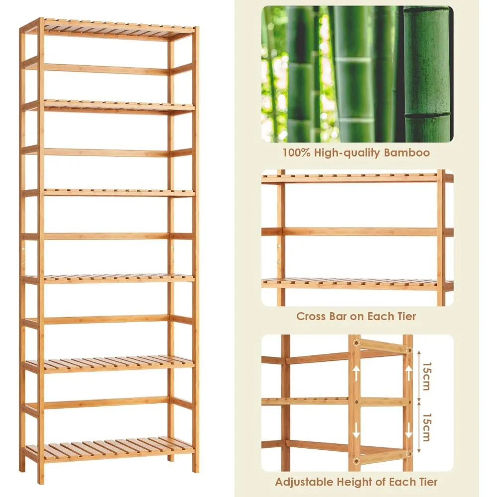6-Tier  Shelf,  Bookcase with Adjustable Shelves, Free Standing Storage Shelf Unit, Plant Flower Stand
