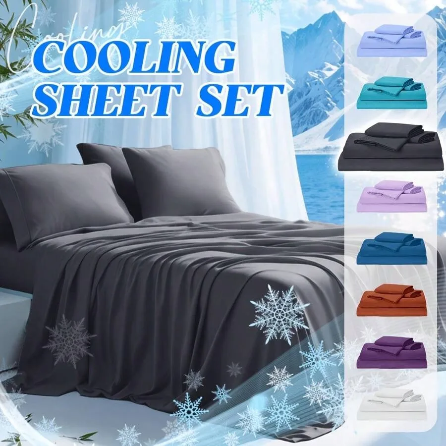 3/4-Piece Bamboo Fiber Fitted Sheet Set, Soft Breathable and Comfortable, Ideal For Heavy Sleepers and Sweaty Sleepers,