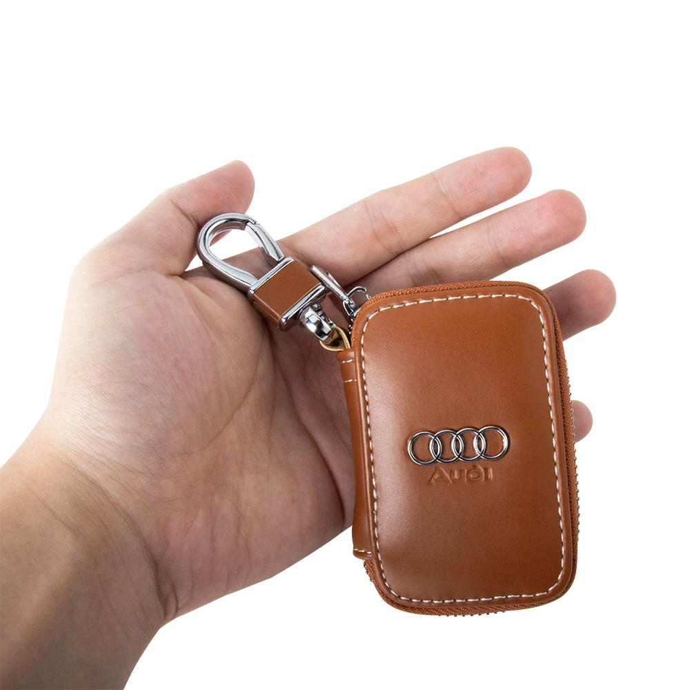 1Pcs Car Men Women Leather Key Bag Keychain Remote Organizer Cover For Audi A4 B8 B6 B9 B7 A3 8P 8V 8L A6 C7 C6 C5 TT RS Q5 Q3