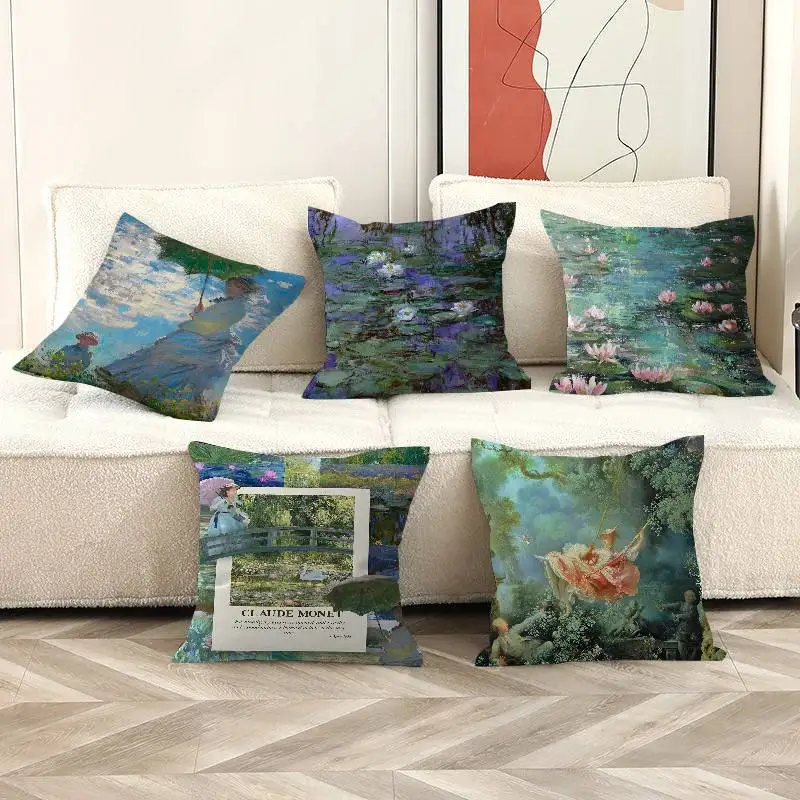 Famous Claude Monet Pillow Gift Home Office Decoration Bedroom Sofa Car Cushion Cover Case 45x45
