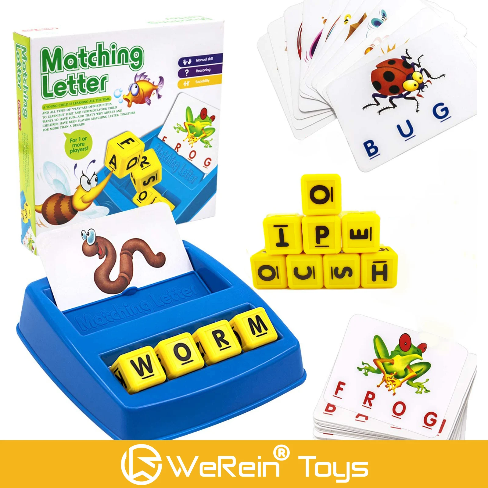 Englische Buchstaben-Abonnementbox, Weihnachtsgeschenk, lustige Wortkarte, passende Blöcke, Lernspielzeug für Jungen und Mädchen, Halloween-Spiel