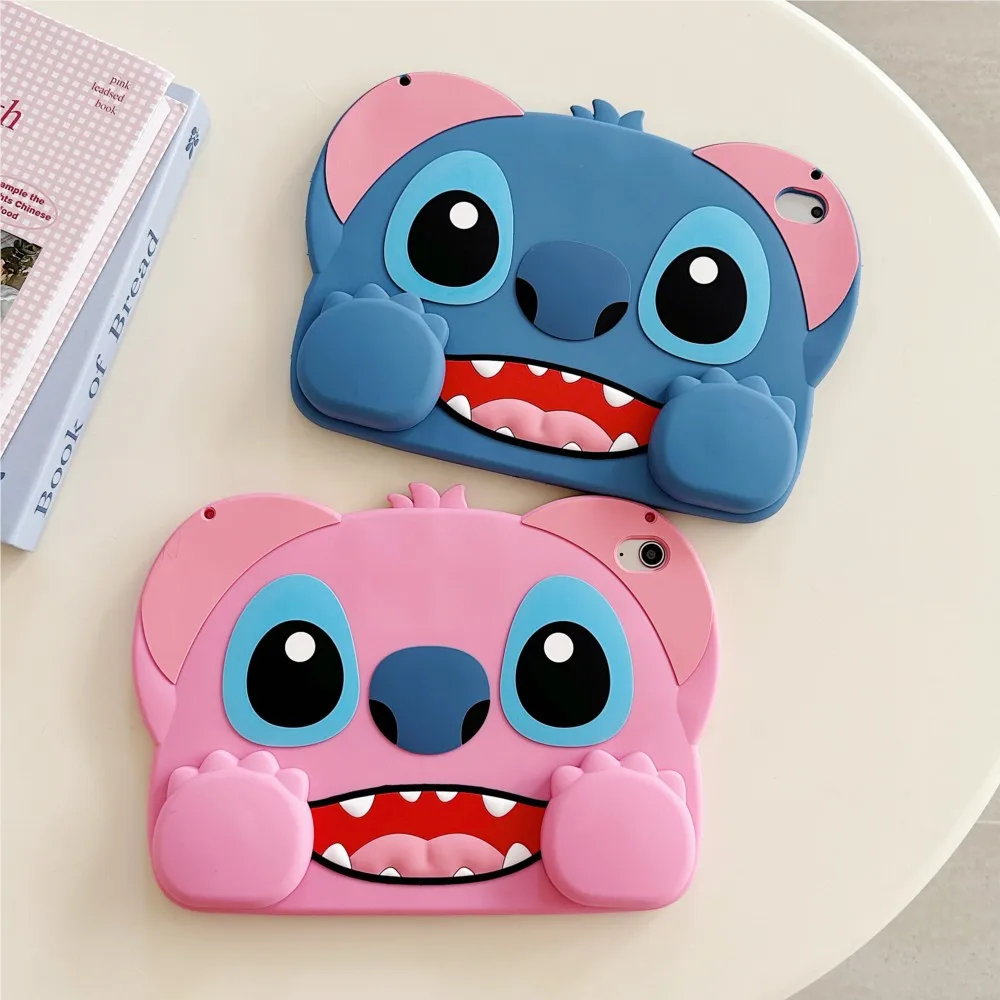 For IPad 10 9 8 7th Generation Air 1 2 3 4 5 6 10.9 A16 Pro 11 inch 3D Cartoon Stitch Silicone Tablet Protective Child Case
