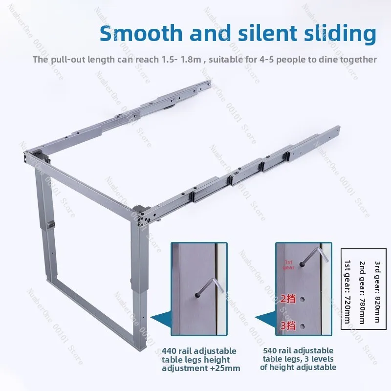 Expandable Dining Table Slide Rail Push  Hidden Folding Table Rail Aluminum Cabinet Drawer Folding Hardware Accessories