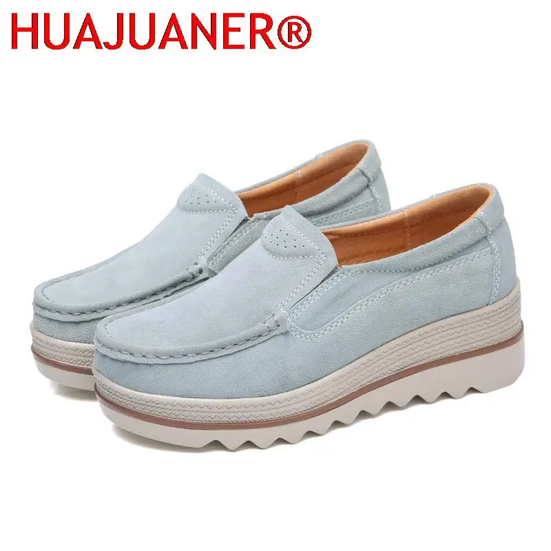 2026 Spring Women Flats Shoes Platform Slip On Flats Woman Sneakers Female Suede Ladies Tenis Loafers Moccasins Casual Shoes