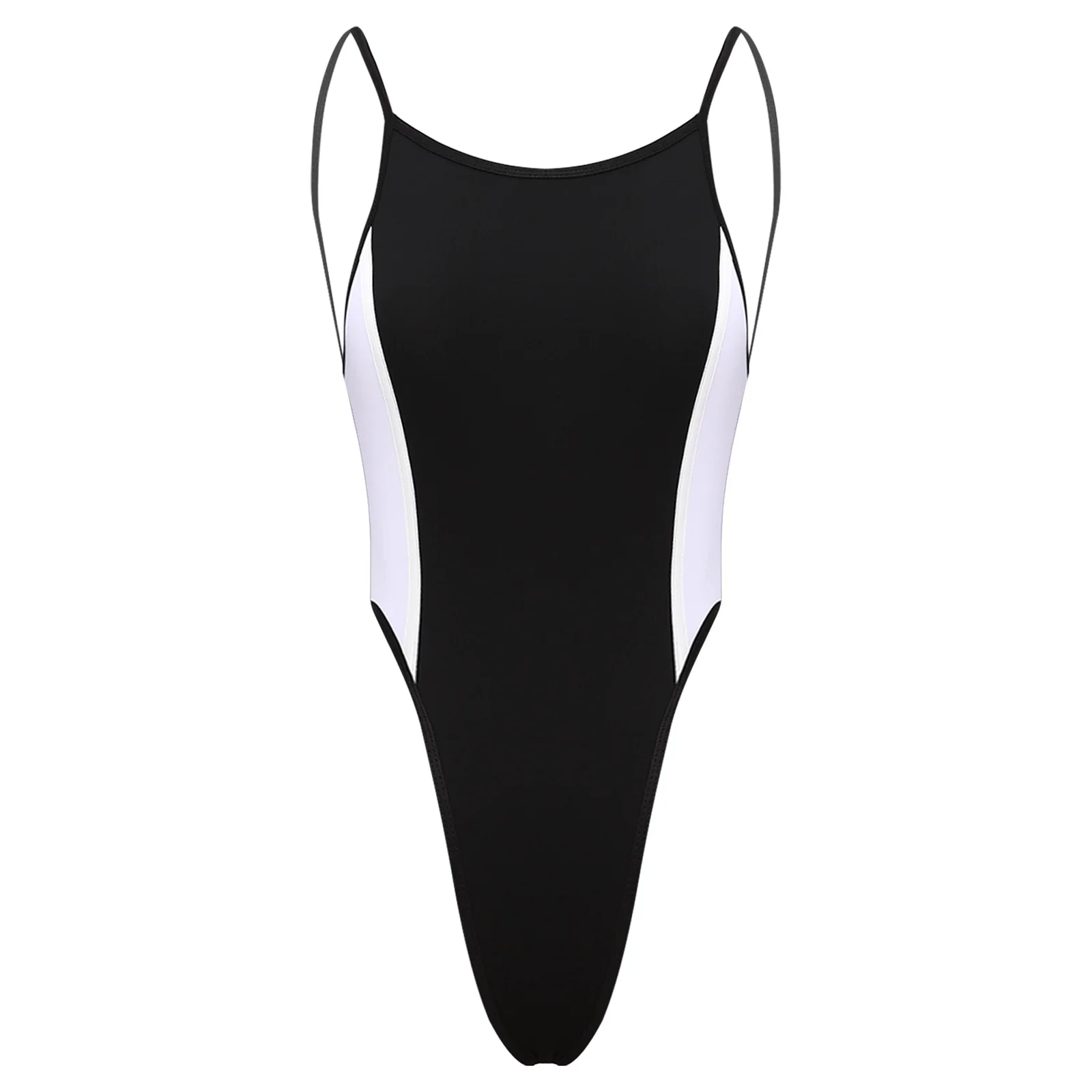 

Summer Fashion Women Color Blocking Athletic Swimwear Bodysuit Backless High Cut One Piece Bikini Bathing Suit for Yoga Swimming