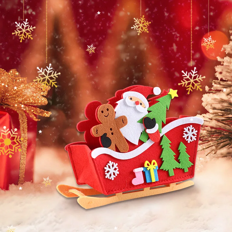 Ornement de traîneau en feutre de noël, 1 pièce, bonhomme en pain d'épice du père noël, arbre de noël, affichage de fenêtre de bureau, décoration intérieure de cadeau