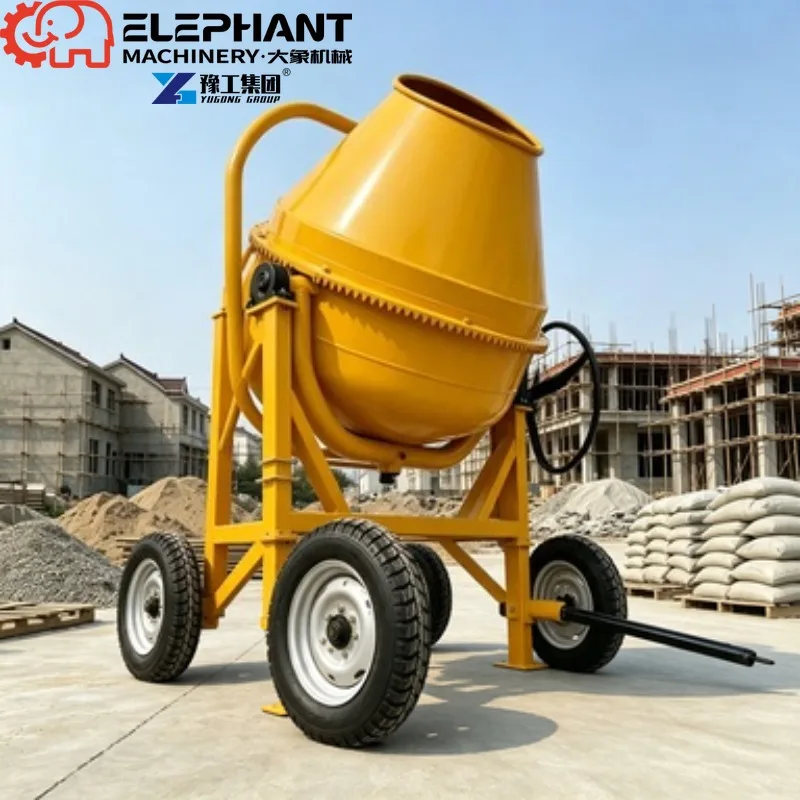 Portable Beton Mixer 350L, Heavy Duty Frame Manual Tipping Concrete Mixing Equipment Factory Wholesale