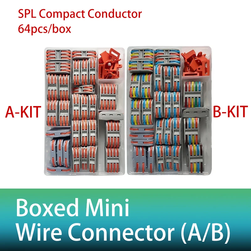 

64PCS Boxed Mini Fast Boxed Wire Connector SPL Compact Conductor Spring Wiring Connector Conductor Push-in Terminal Block