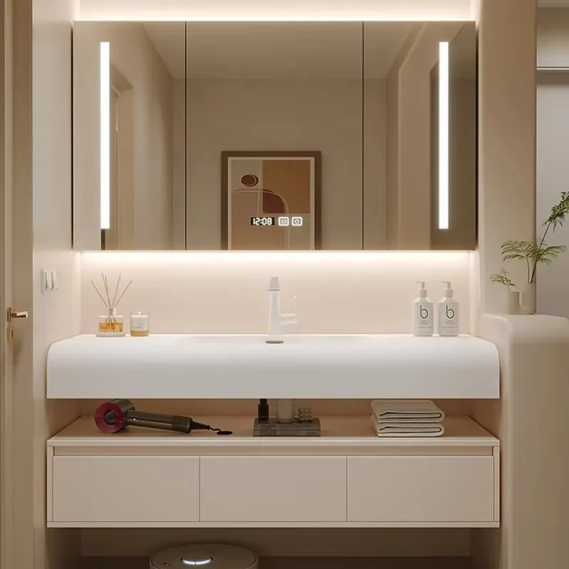 European Wood Bathroom Cabinet Items White Miror Toilet Bathroom Cabinet Full Sets Meuble Salle De Bain Rangement Furniture
